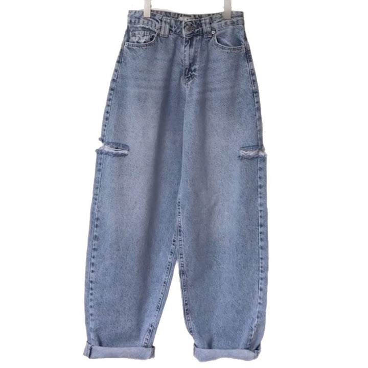Damen lässige Baggy-Jeans mit distressed Details Drune