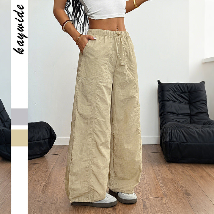 Damen Weite Leinenhose mit elastischem Bund und seitlichen Taschen Drune
