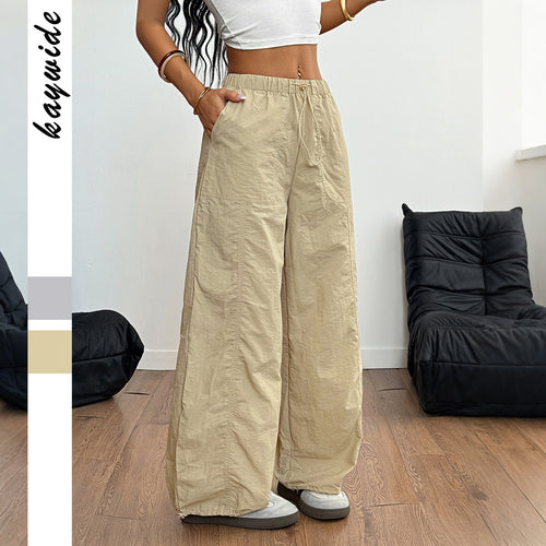 Damen Weite Leinenhose mit elastischem Bund und seitlichen Taschen Drune