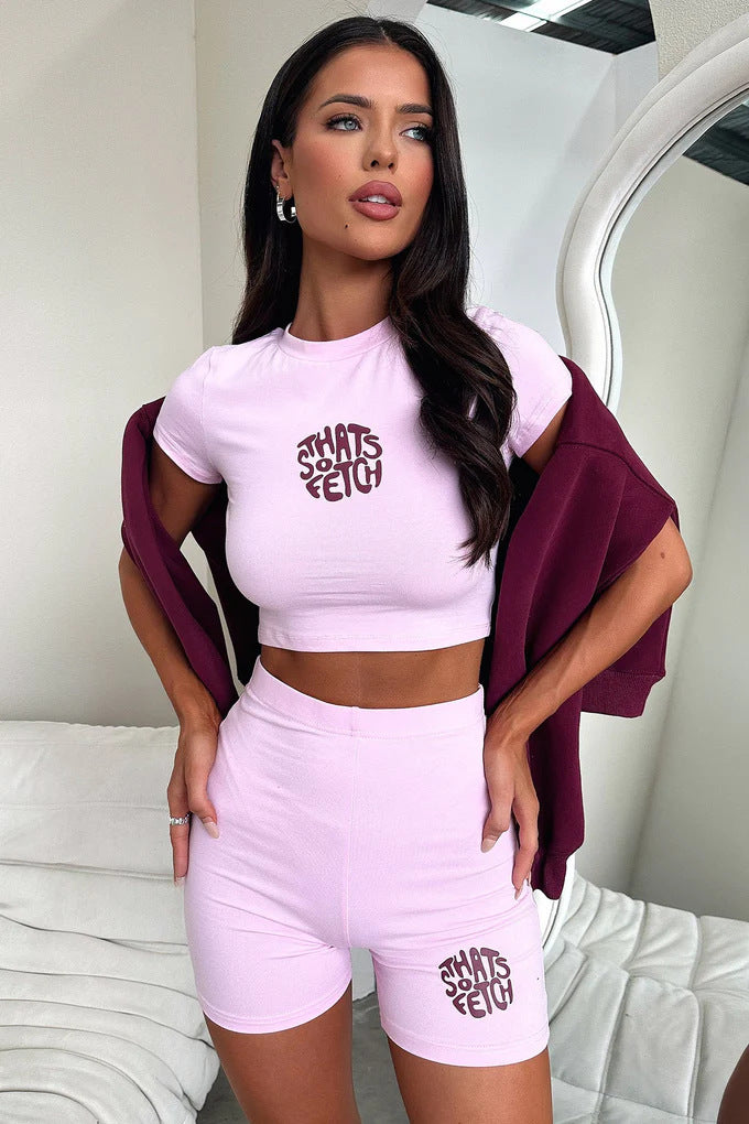Damen Freizeit Set mit kurzem Oberteil und sportlichen Shorts Drune