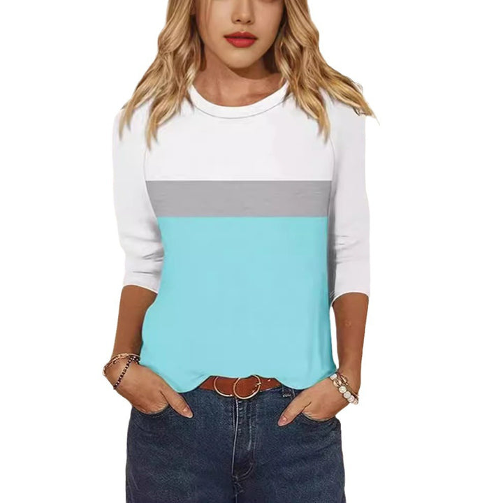 Damen Freizeit-T-Shirt mit modischem Farbblockdesign Drune