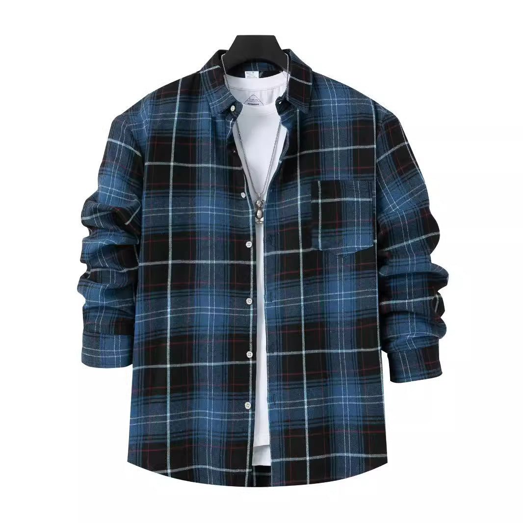 Herren Flanellhemd mit modernem Karo-Muster und Brusttasche Drune