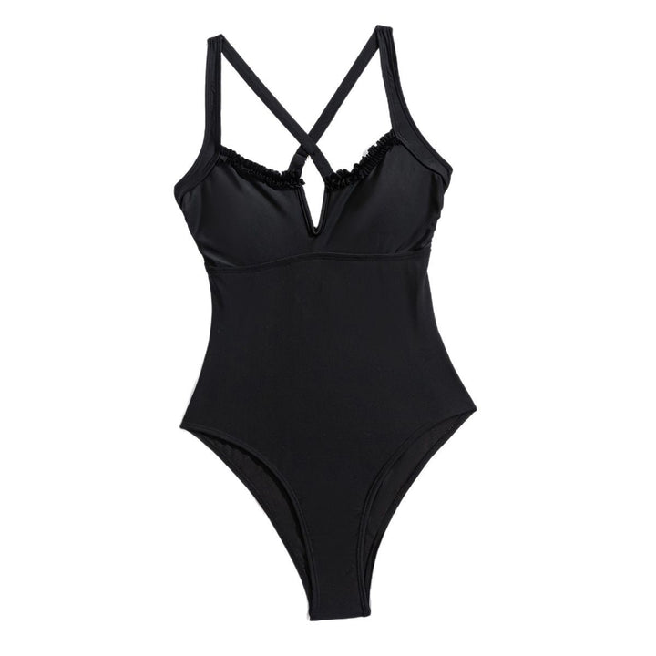 Damen Einteiliger Badeanzug mit neckischem V-Ausschnitt und raffinierten Trägerdetails Drune