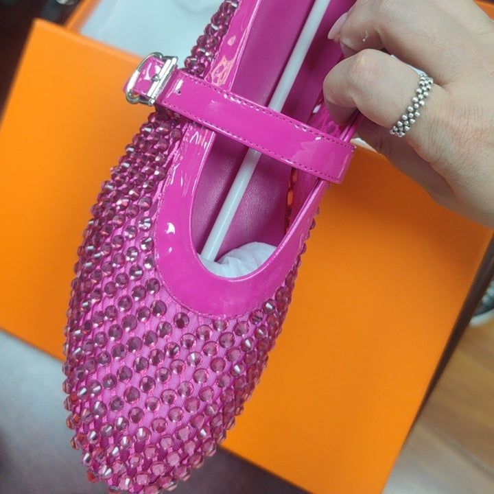 Damen Strass-beschmückte Mary Jane Flats Drune