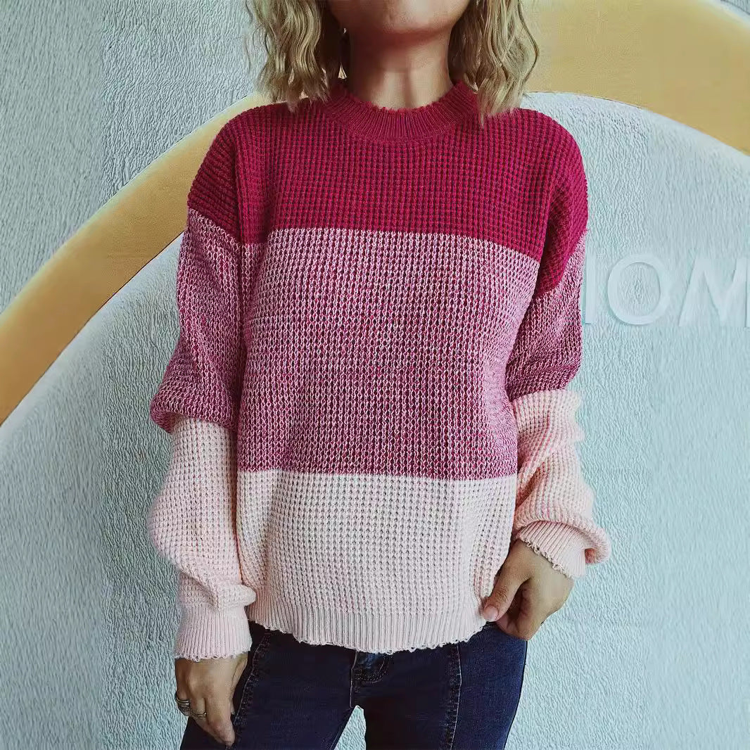 Damen lässiger Strickpullover mit großzügigem Muster und modernem Schnitt Drune