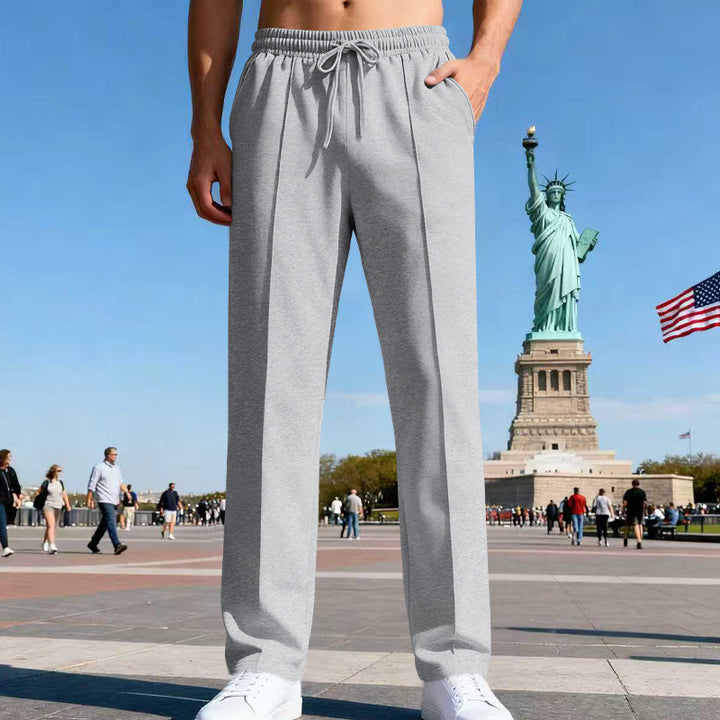 Herren nan elegante Sweathose mit Bügelfalte geradem Bein und Tunnelzug Drune