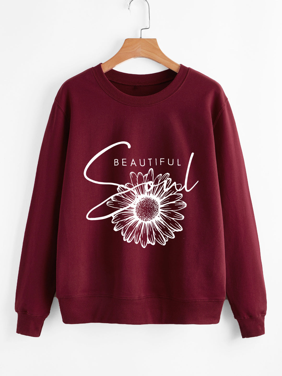 Damen Sweatshirt mit floralem Motiv und inspirierendem Schriftzug Drune