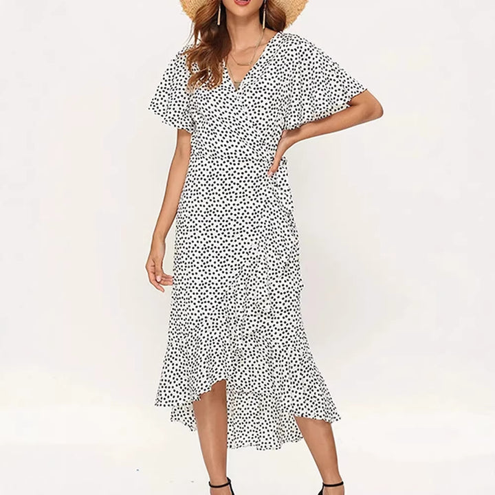 Damen Maxikleid mit floralem Design und schwingendem Saum Drune