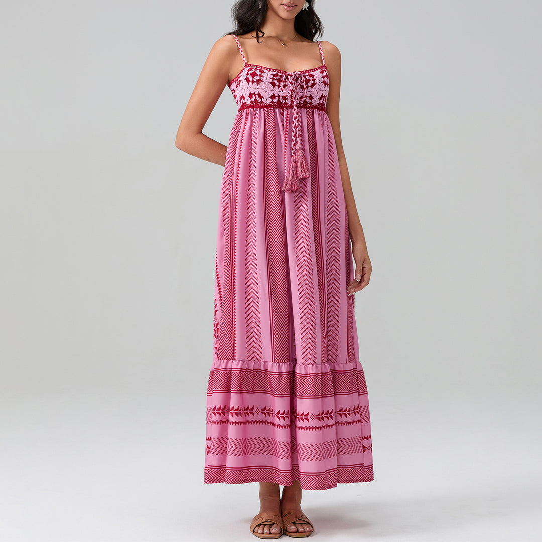 Damen Maxikleid mit raffiniertem Boho-Muster Drune