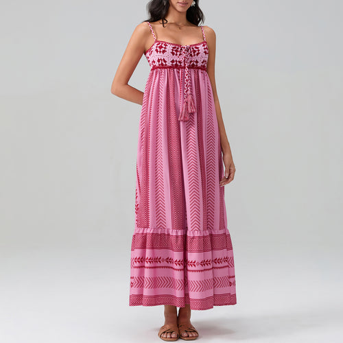 Damen Maxikleid mit raffiniertem Boho-Muster Drune