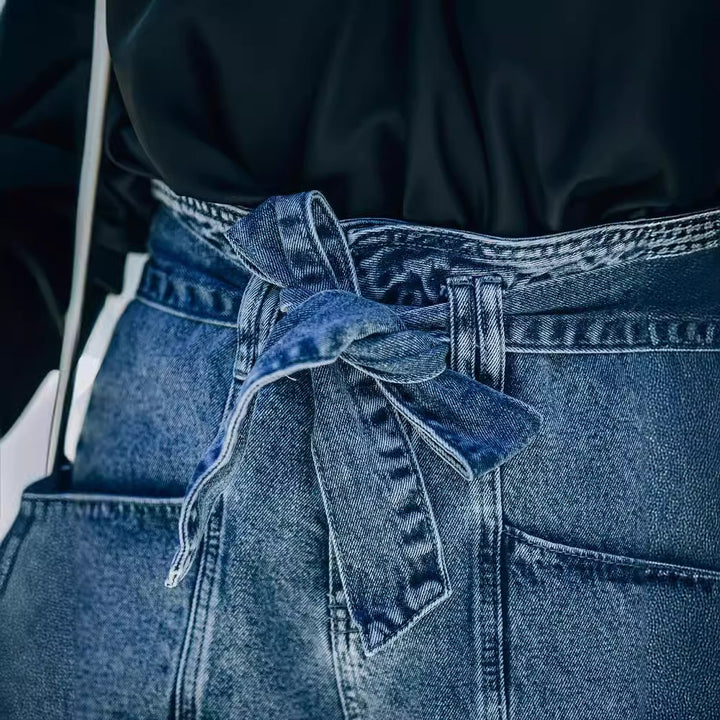 Damen Denim-Shorts mit hohem Bund und Taillengürtel Drune