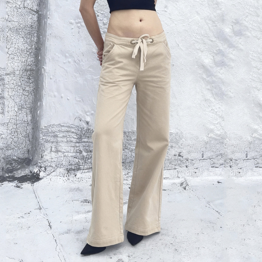 Damen nan weite Highwaist Cargo-Schlaghose mit Tunnelzug, Mehrfachtaschen und legerer Silhouette Drune