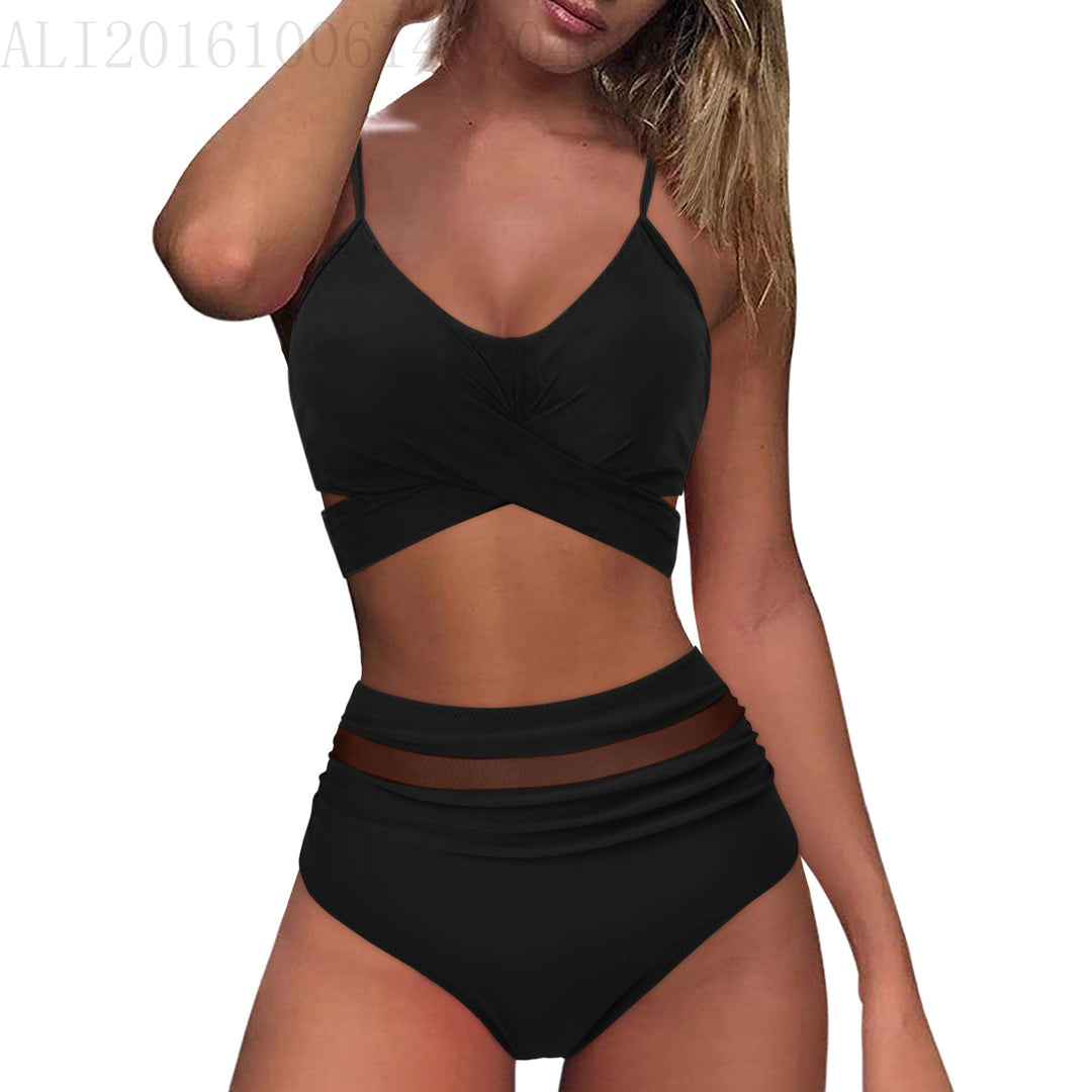 Damen High-Waist Bikini Set mit modischem Wickel-Oberteil Drune