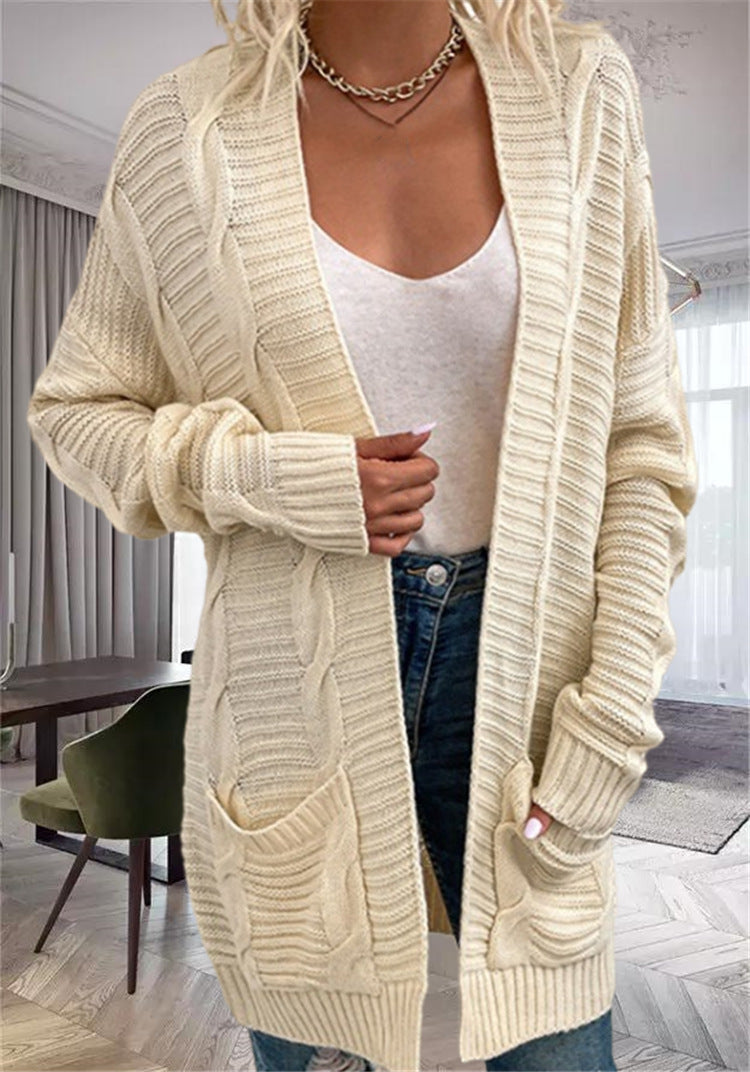 Drune | Strickjacke Wollmischung Übergröße Schnitt Grobstrick mit Taschen