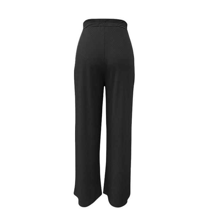 Damen weite Chinohose mit elegantem Faltenwurf und hohem Bund Drune