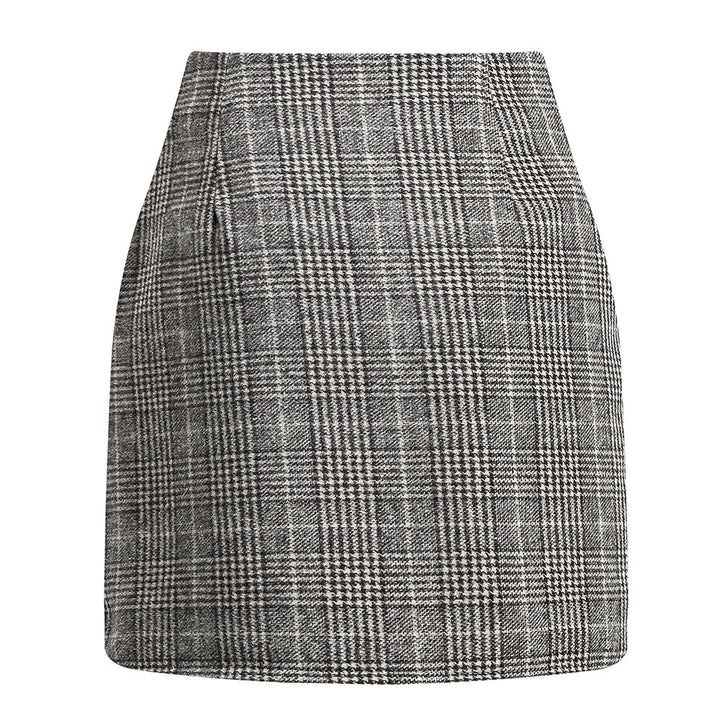 Damen Karierter Minirock mit hohem Bund und seitlichen Eingrifftaschen Drune