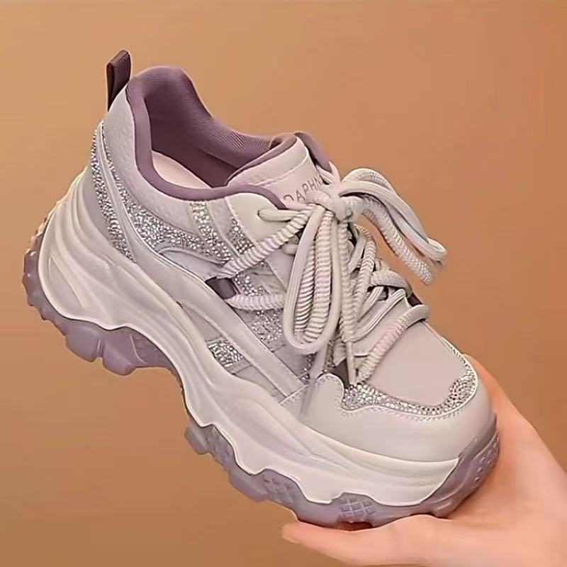 Damen Sportliche Sneakers mit auffälliger Dämpfung und glitzernden Akzenten Drune