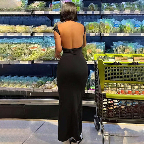 Damen Maxikleid mit elegantem Rückenausschnitt und figurbetonter Silhouette Drune