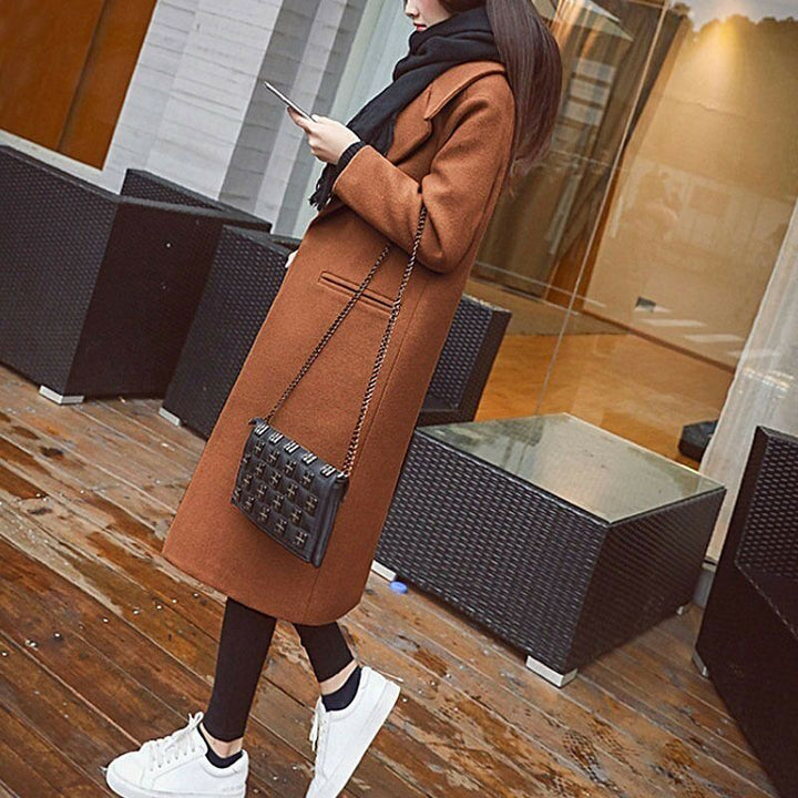 Damen Eleganter Langmantel mit klassischem Revers und Taschen Drune