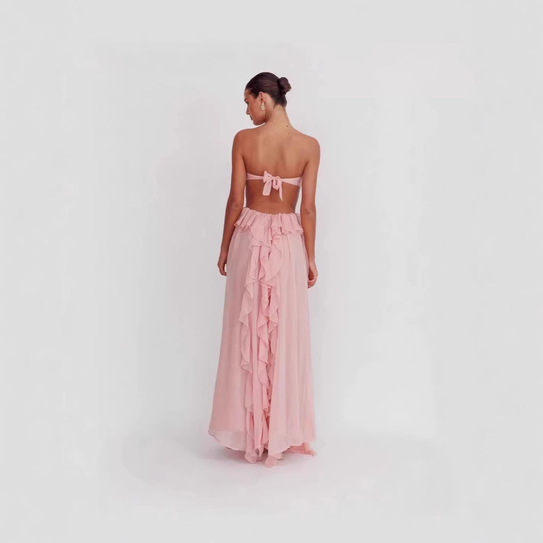 Damen Maxi-Kleid mit raffinierten Rüschendetails Drune