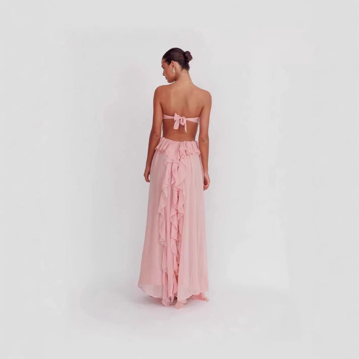 Damen Maxi-Kleid mit raffinierten Rüschendetails Drune