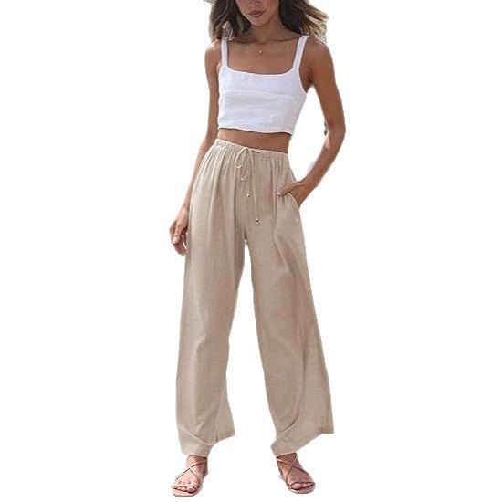 Damen Weitgeschnittene Sommerhose mit elastischem Bund und praktischen Taschen Drune