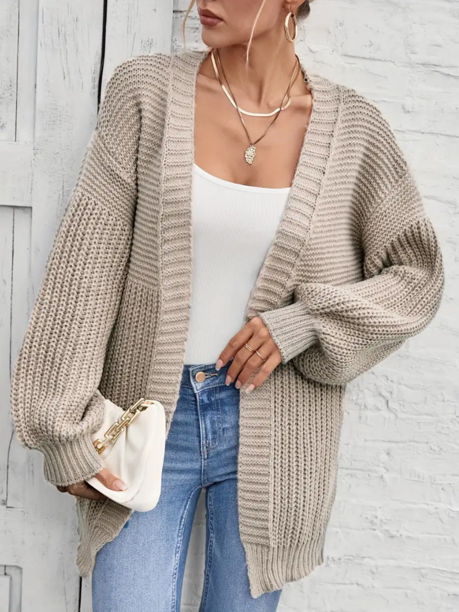Damen Strickjacke mit oversize Schnitt und tiefem V-Ausschnitt Drune