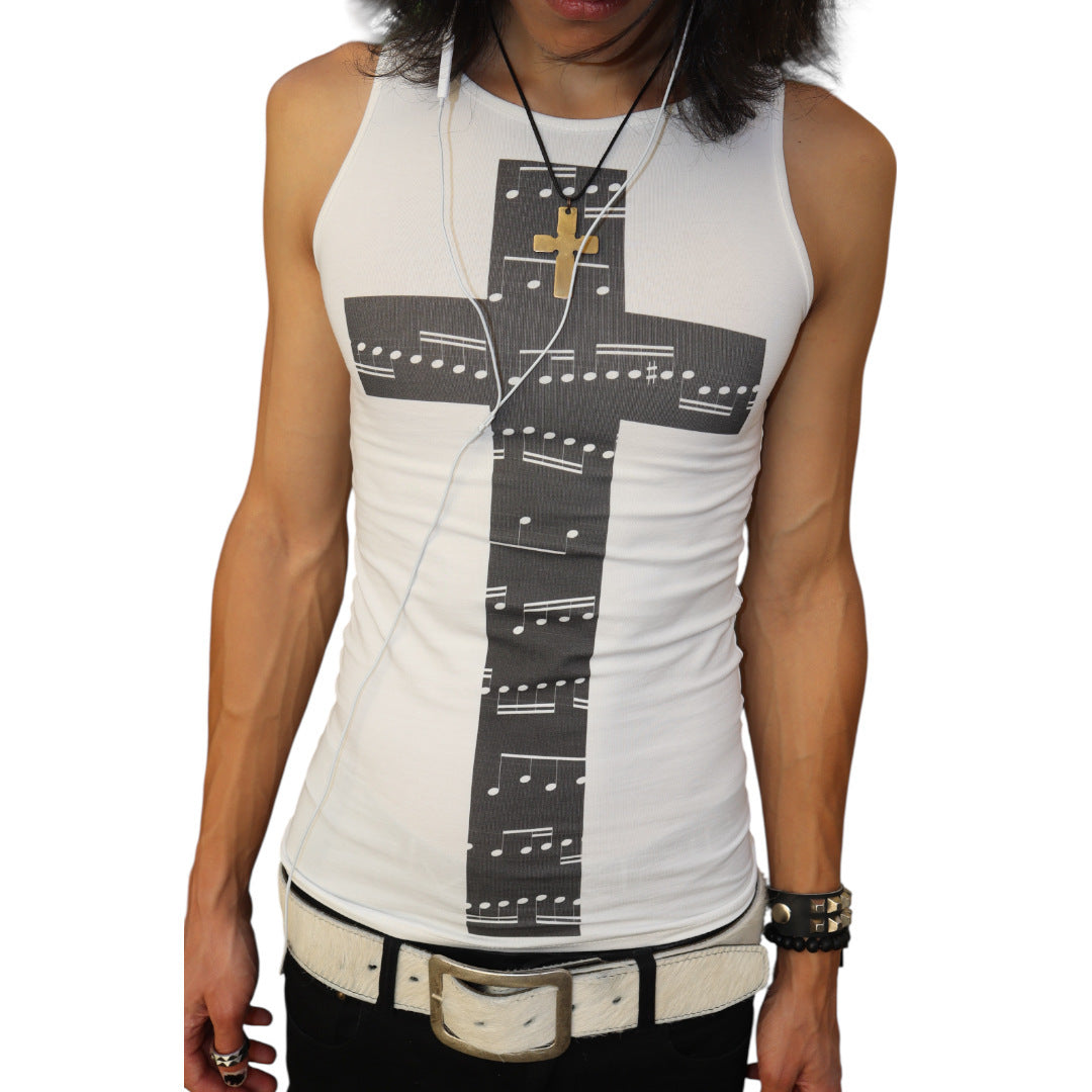 Damen Tanktop mit kreativem Noten-Design und figurbetontem Schnitt Drune