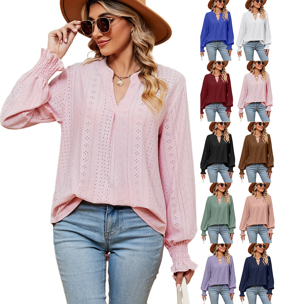 Damen Blusenshirt mit Lochmuster und eleganter Passform Drune