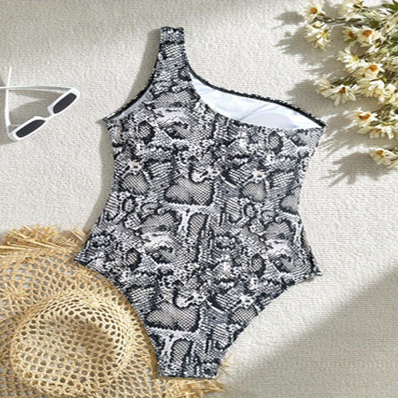 Damen Eleganter Einteiler Badeanzug mit asymmetrischem Schnitt Drune