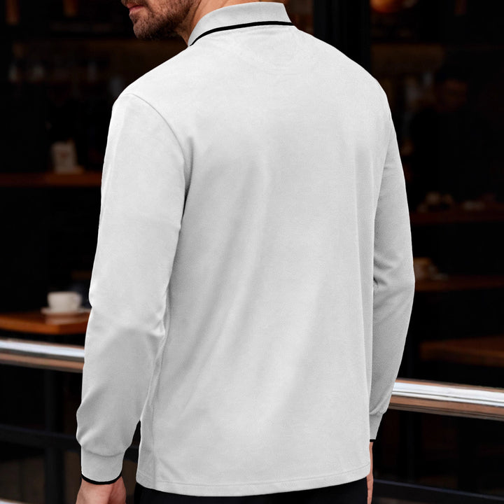 Herren nan langärmeliges Piqué-Poloshirt mit Kontrastpaspel am Kragen und Bündchen Drune