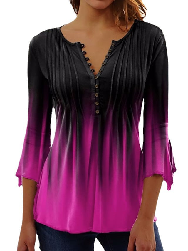 Damen modisches Tunika-Oberteil mit eleganten Knopfdetails Drune
