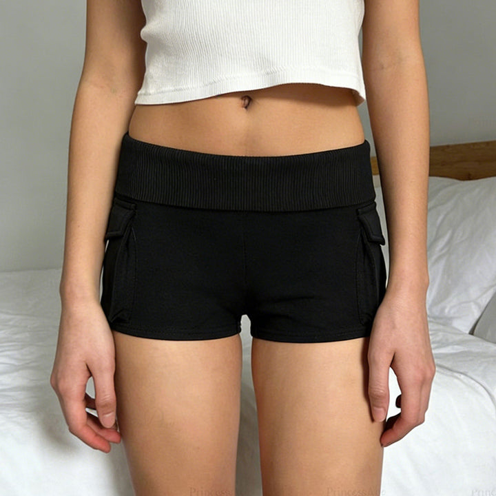 Damen Modische Shorts mit praktischen Taschen und hohem Bund Drune
