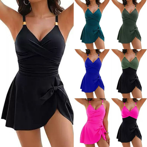 Damen Wickel-Badeanzug mit eleganter Schleifendetail Drune