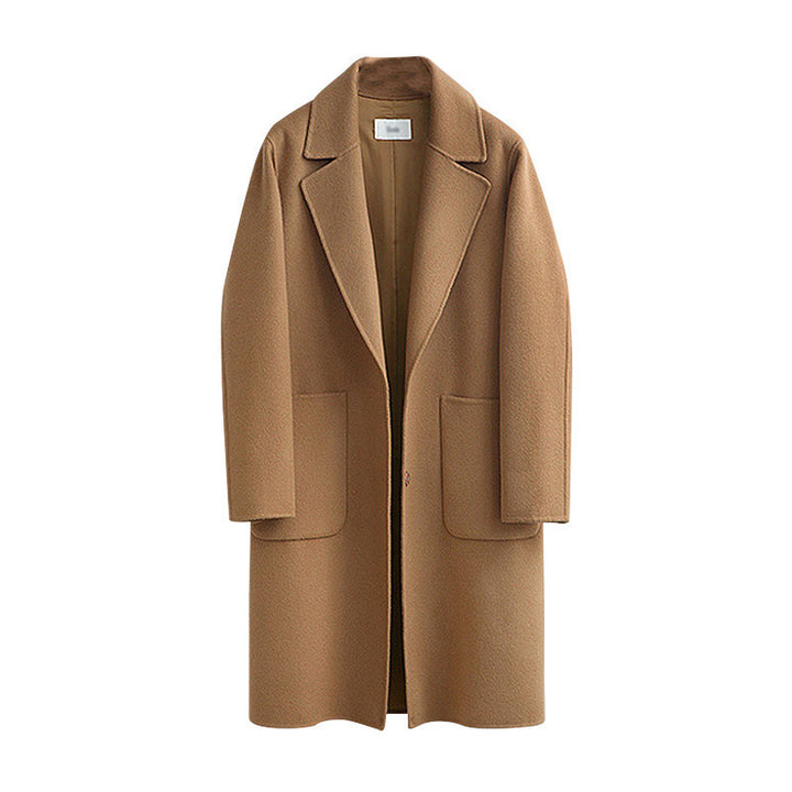 Damen nan Oversize Wollmantel mit Reverskragen und aufgesetzten Taschen Drune