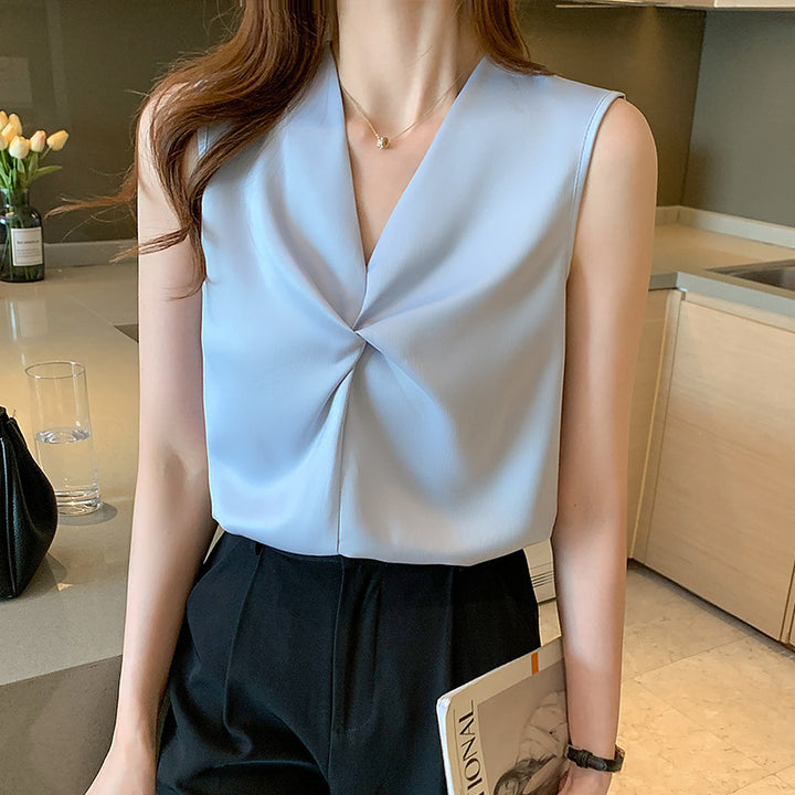 Damen ärmelloses Oberteil mit elegantem Wickeldesign Drune