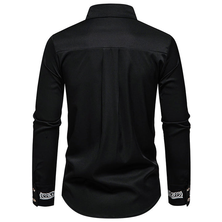 Herren Elegantes Besticktes Button-Up Hemd Drune
