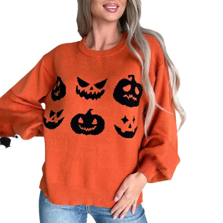 Damen Oversized Pullover mit fröhlichem Halloween-Motiv Drune