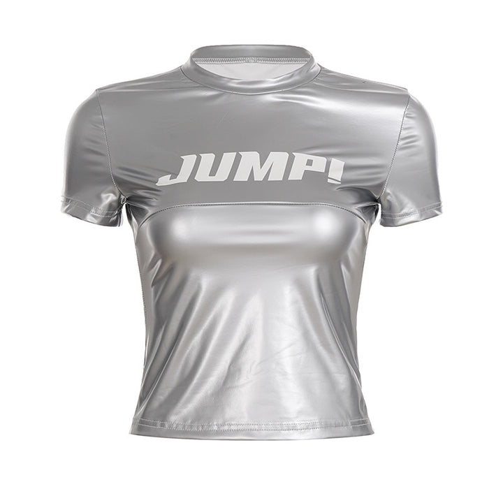 Damen Sportliches Kurzarmoberteil aus glänzendem Funktionsmaterial Drune