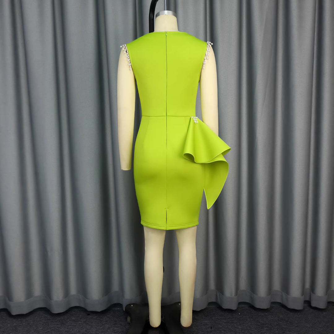 Damen Elegantes Cocktailkleid mit voluminösem Rüschenelement Drune