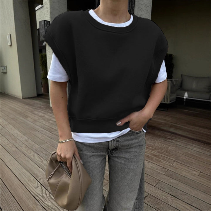 Damen lässiger Oversized-Sweatshirt mit breiten Ärmeln und hohem Bund Drune