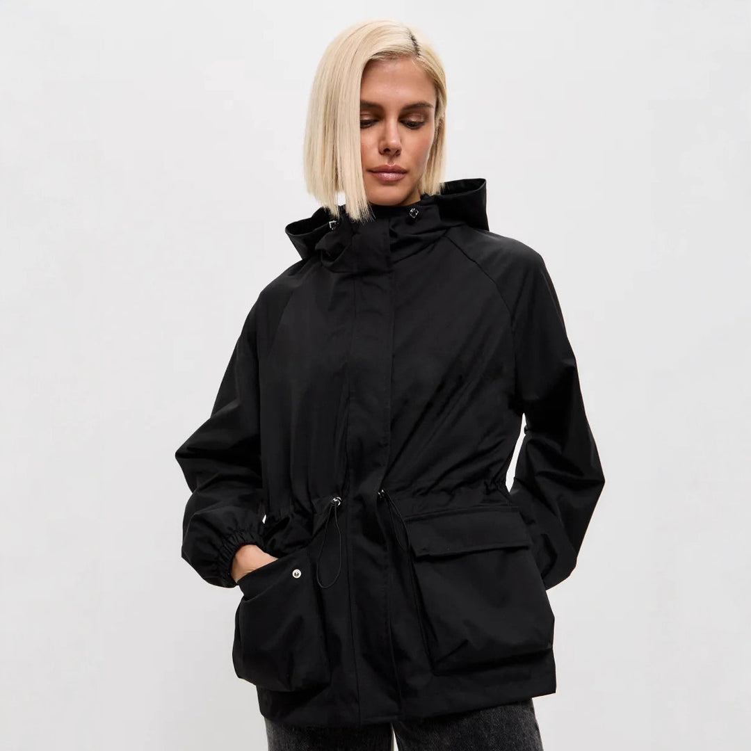Damen lässige Funktionsjacke mit Kapuze und verstellbarem Bund Drune