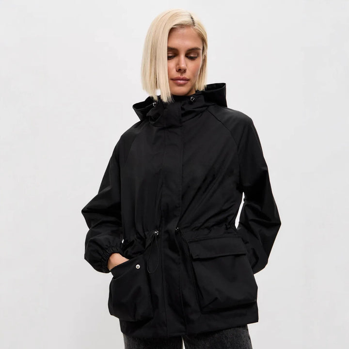 Damen lässige Funktionsjacke mit Kapuze und verstellbarem Bund Drune