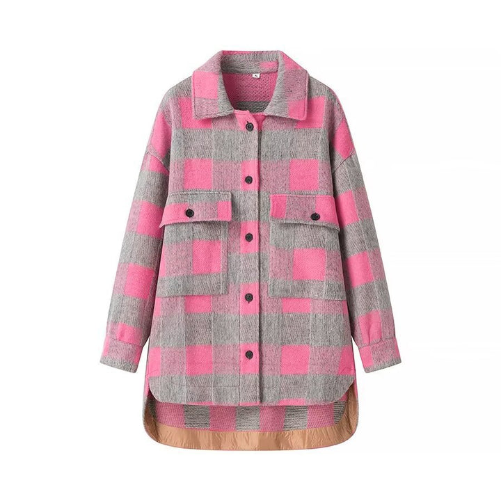 Damen Modische Karojacke mit praktischen Taschen und hochwertigem Innenfutter Drune