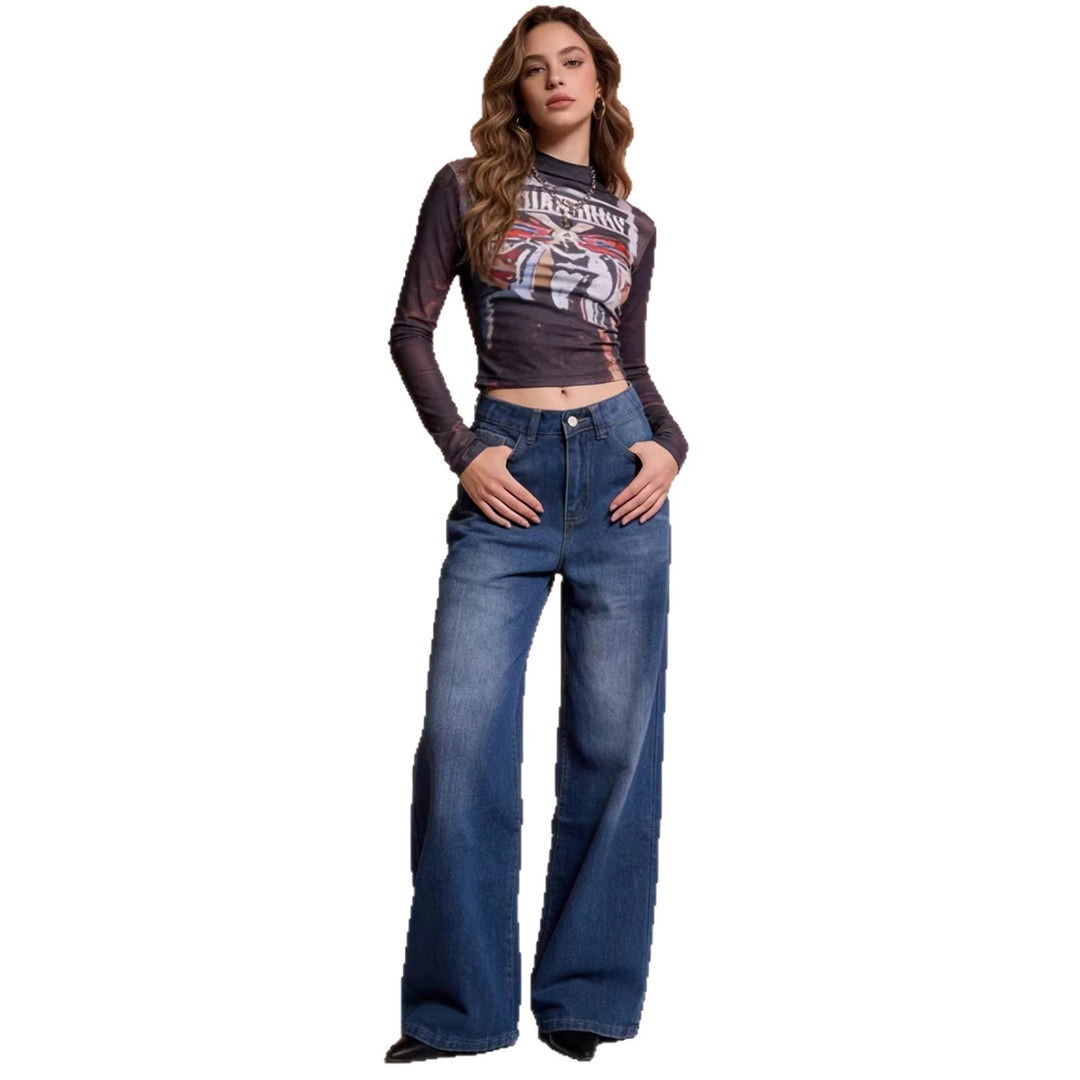 Damen Weit geschnittene High-Waist Jeans mit raffinierter Taillierung Drune
