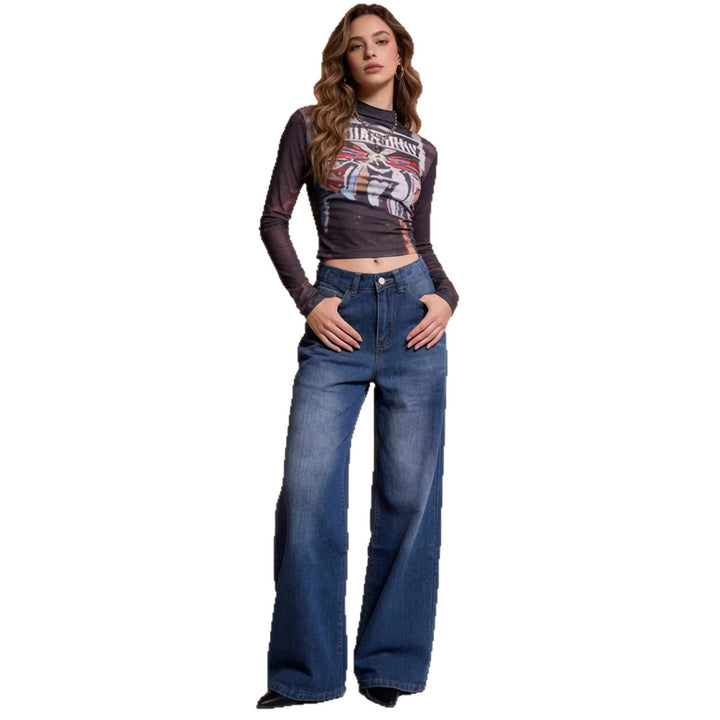 Damen Weit geschnittene High-Waist Jeans mit raffinierter Taillierung Drune