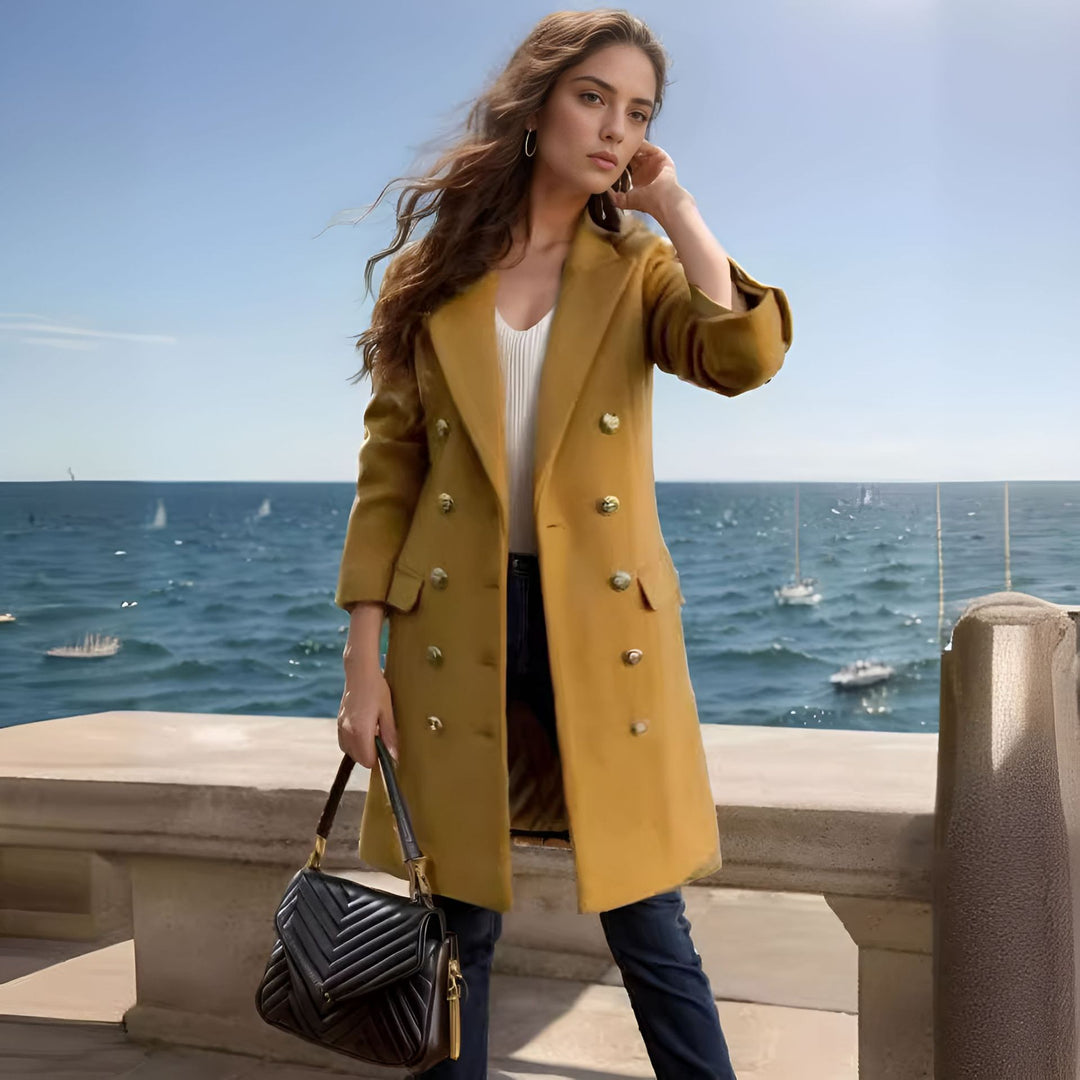 Damen eleganter doppelt-knöpfiger Mantel mit hochwertiger Verarbeitung Drune