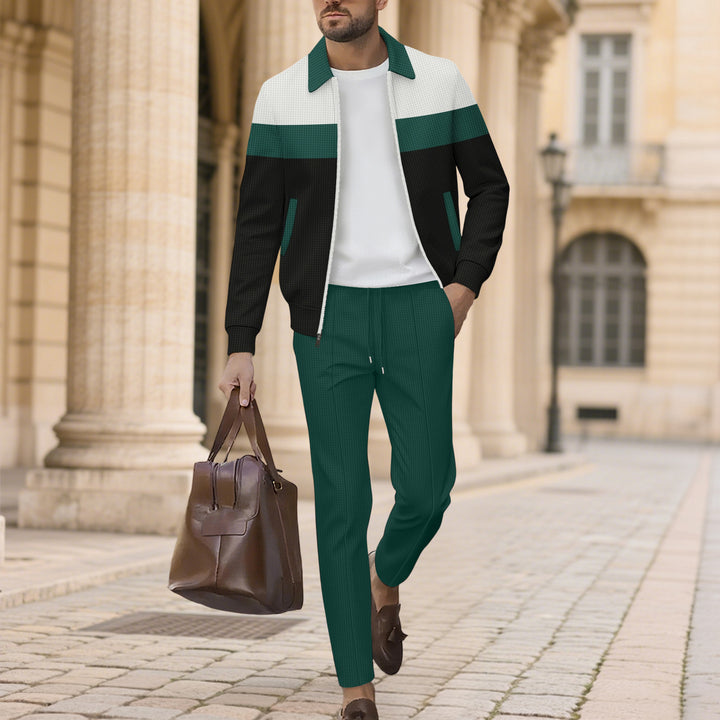Herren moderdne Freizeitjacke mit kontrastierendem Design und lässigen Chinohosen Drune