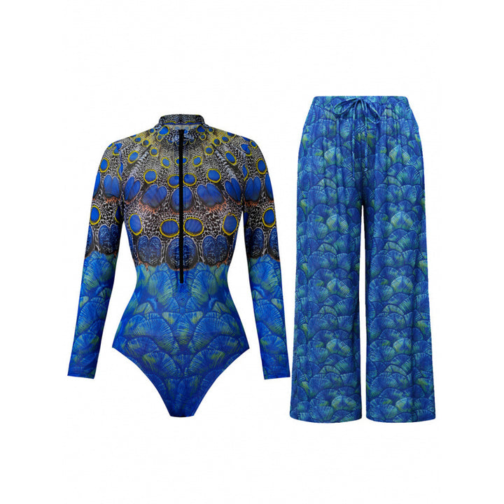 Damen weite Strandhose mit Schlangenmuster Drune
