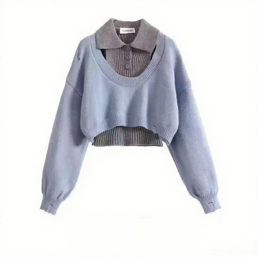 Damen modischer Crop-Pullover mit einzigartigem Design Drune